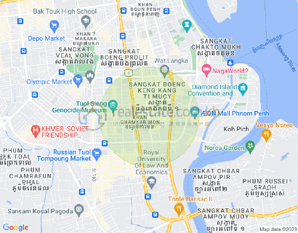 万景岗1分区（BKK1), 波哥堪, 金边地图