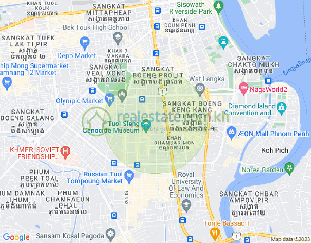 万景岗2分区（BKK2), 波哥堪, 金边地图