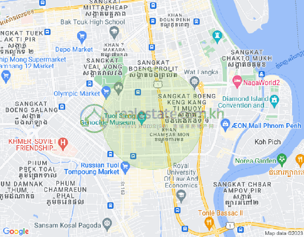 万景岗2分区（BKK2), 波哥堪, 金边地图