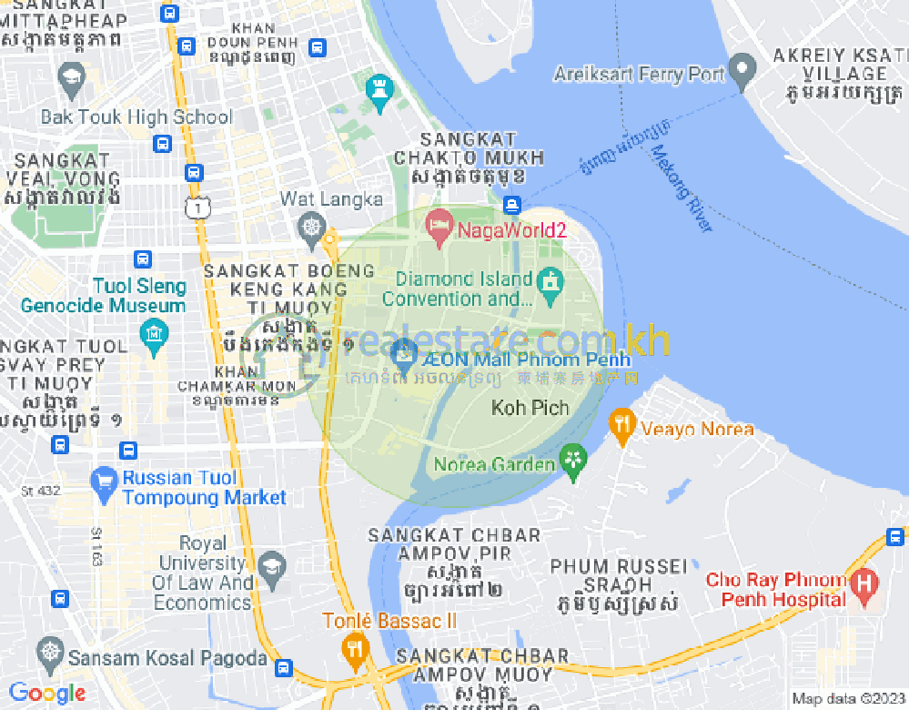 Map of Tonle Bassac, Chamkarmon, Phnom Penh