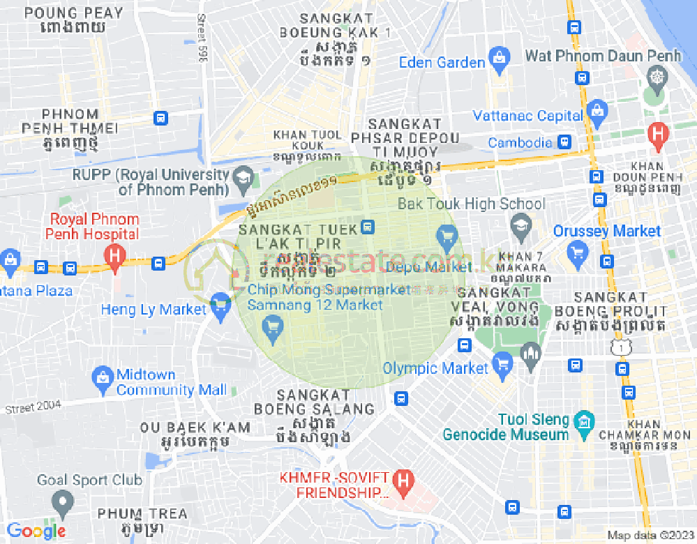 Map of Tuek L'ak 1, Toul Kork, Phnom Penh