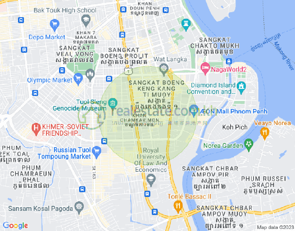 万景岗1分区（BKK1), 波哥堪, 金边地图