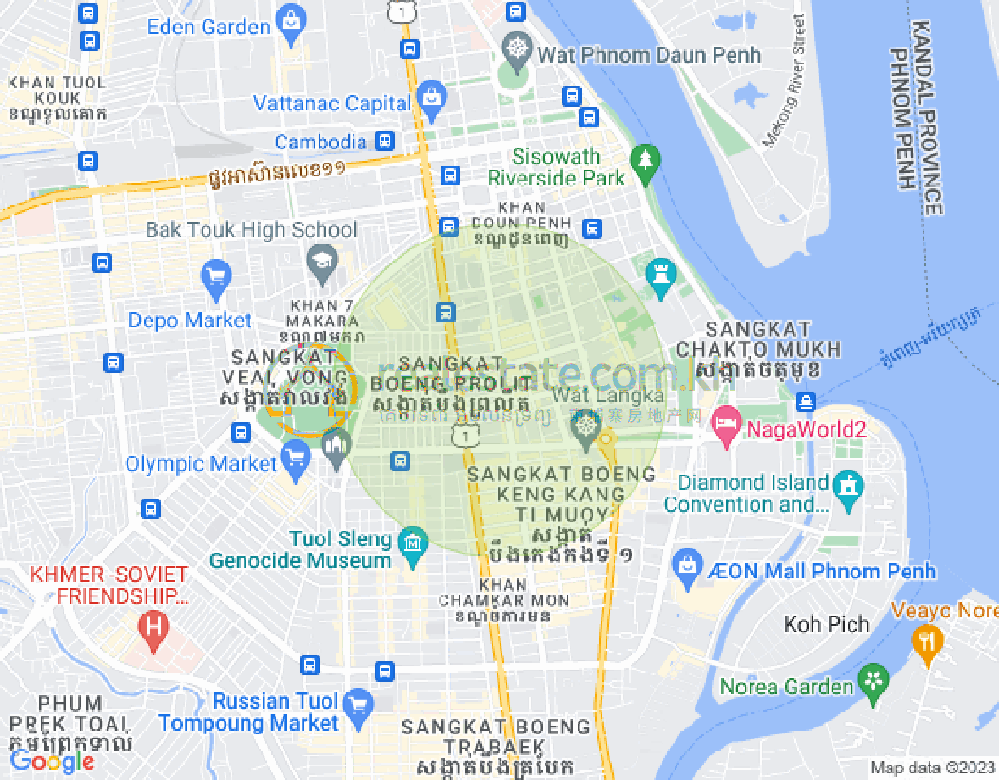 แผนที่ เบิงเรียง, ดวนป็ญ, พนมเปญ
