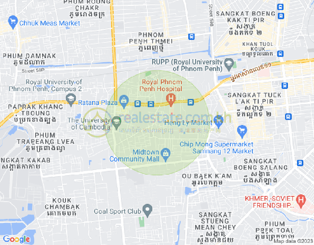 Mapa: Tuek Thla, Sen Sok, Phnom Penh