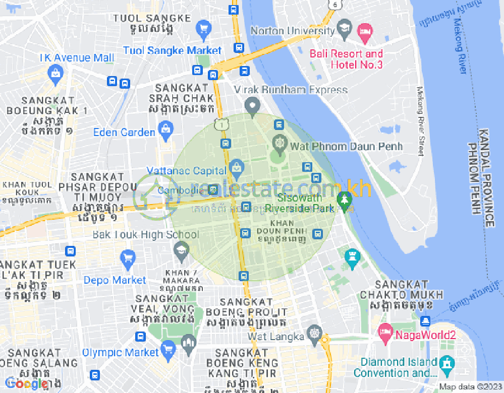 Map of Phsar Thmei I, Daun Penh, Phnom Penh