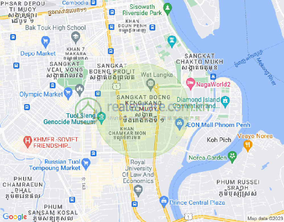 万景岗1分区（BKK1), 波哥堪, 金边地图