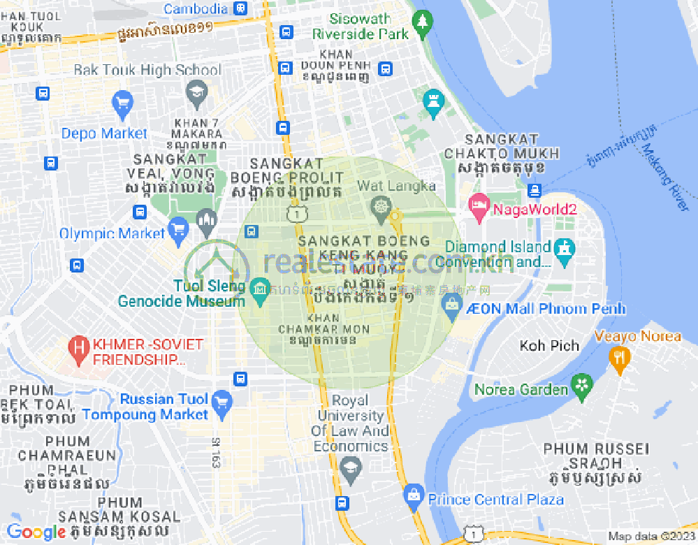 만경강1부구(BKK1), 벙껭깡, 프놈펜 지도