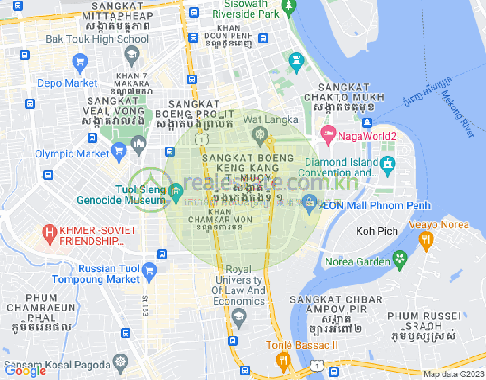 万景岗1分区（BKK1), 波哥堪, 金边地图