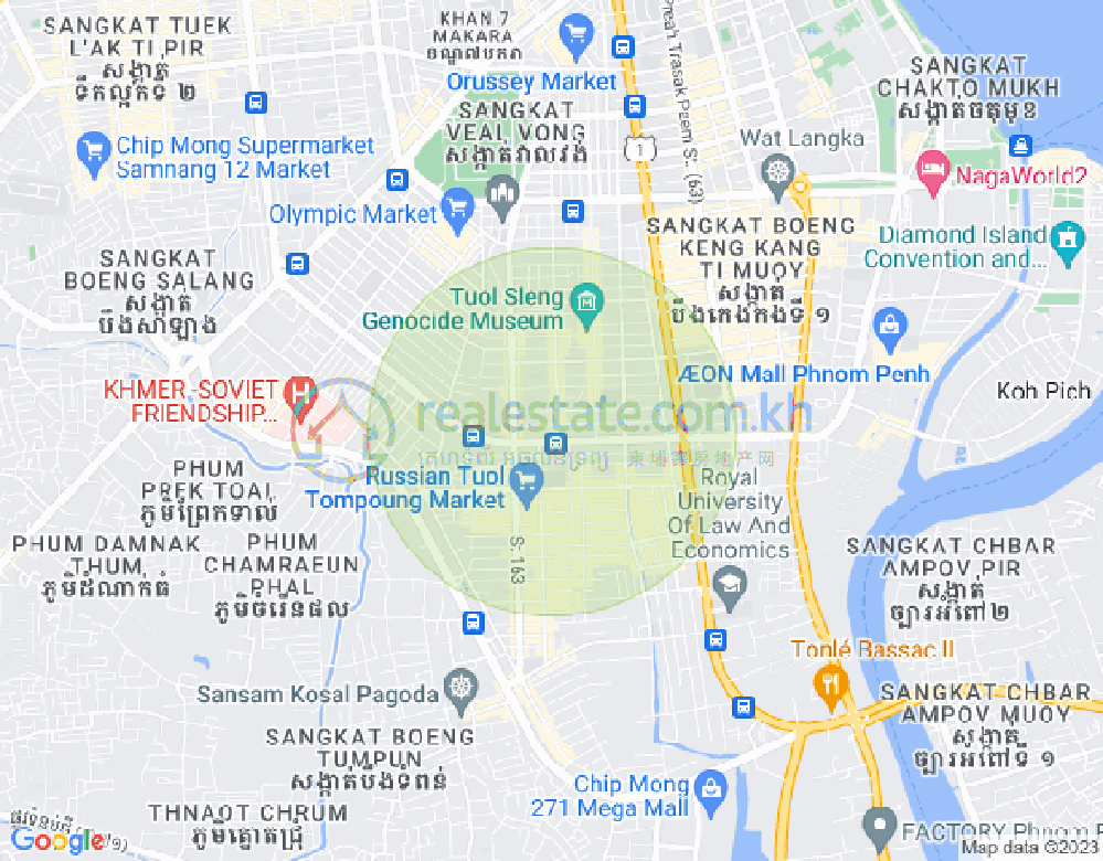 Mapa: Tonle Bassac, Chamkarmon, Phnom Penh