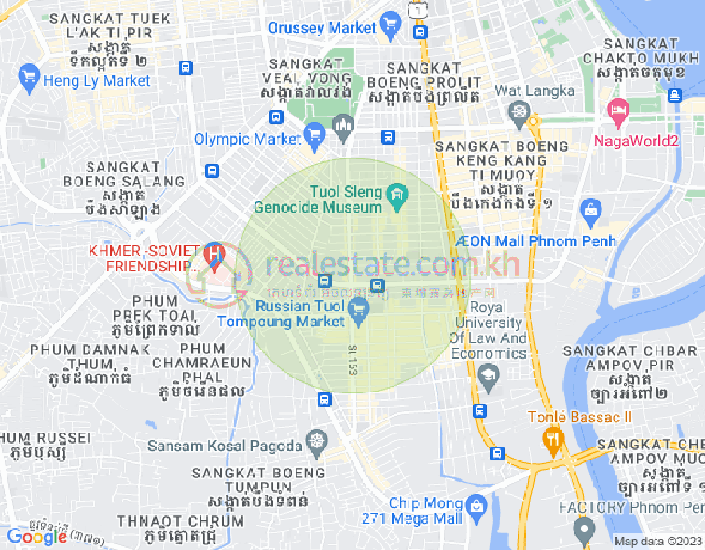Map of Tonle Bassac, Chamkarmon, Phnom Penh