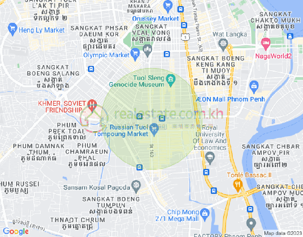 トンレバサック, チャムカモン, プノンペンの地図