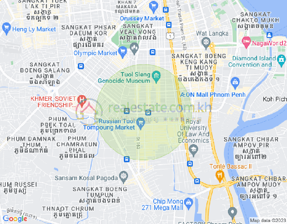 Map of Tonle Bassac, Chamkarmon, Phnom Penh