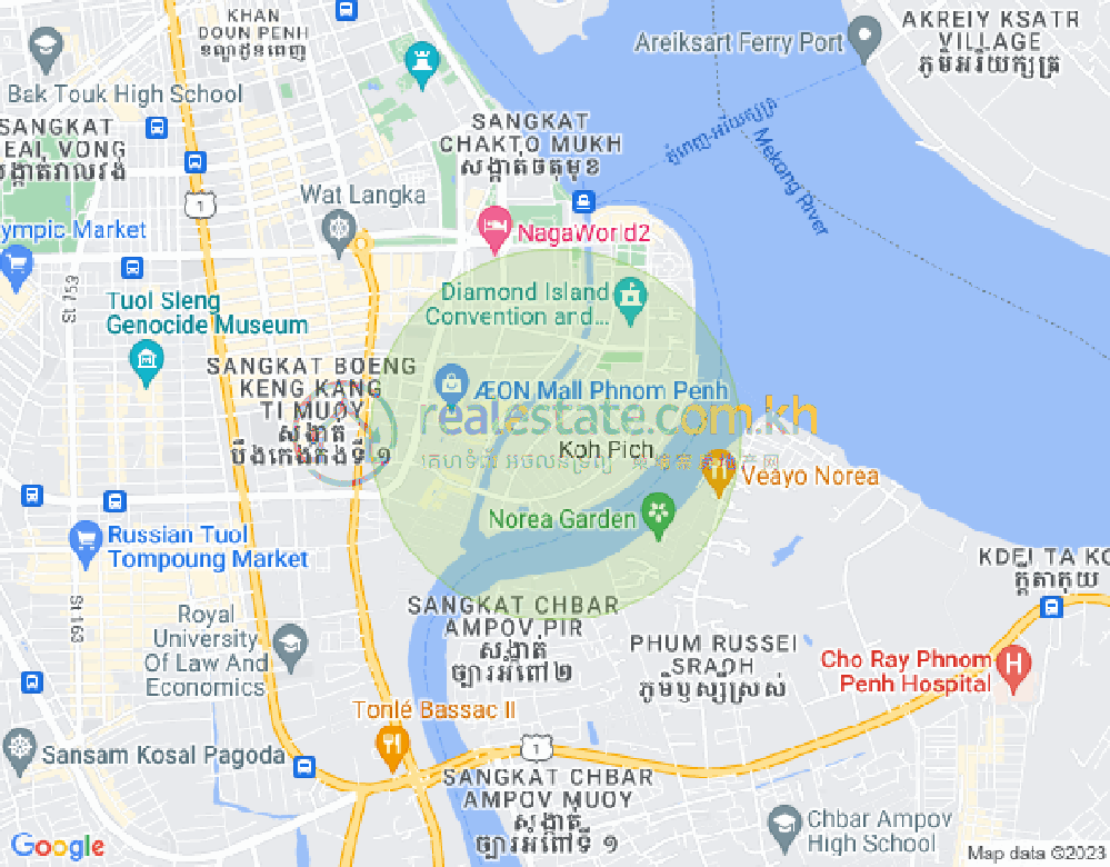 Map of Tonle Bassac, Chamkarmon, Phnom Penh