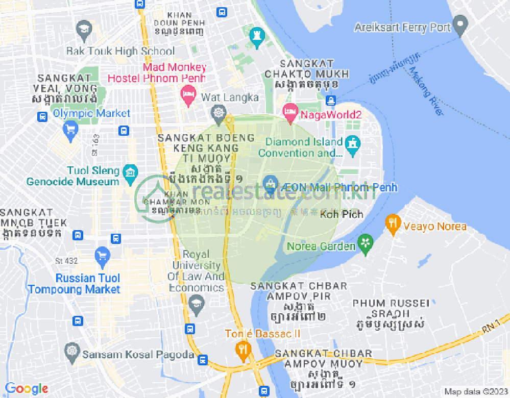 トンレバサック, チャムカモン, プノンペンの地図