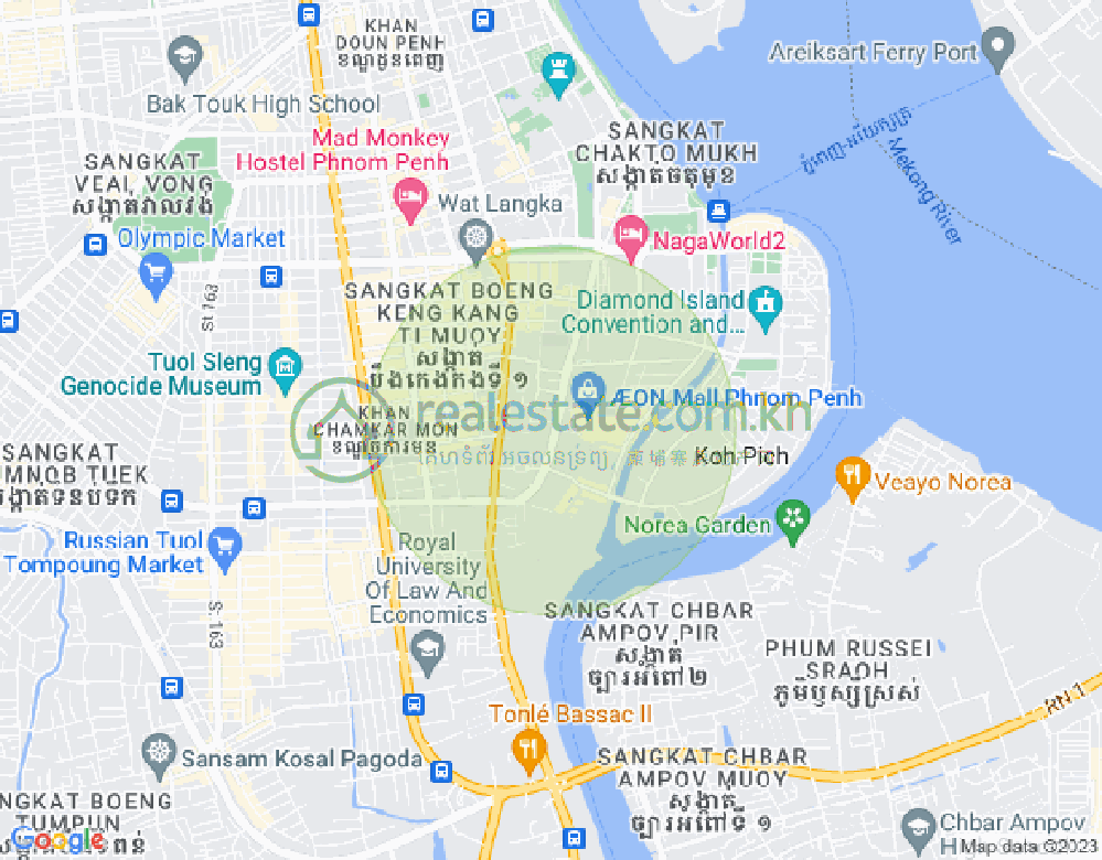 トンレバサック, チャムカモン, プノンペンの地図