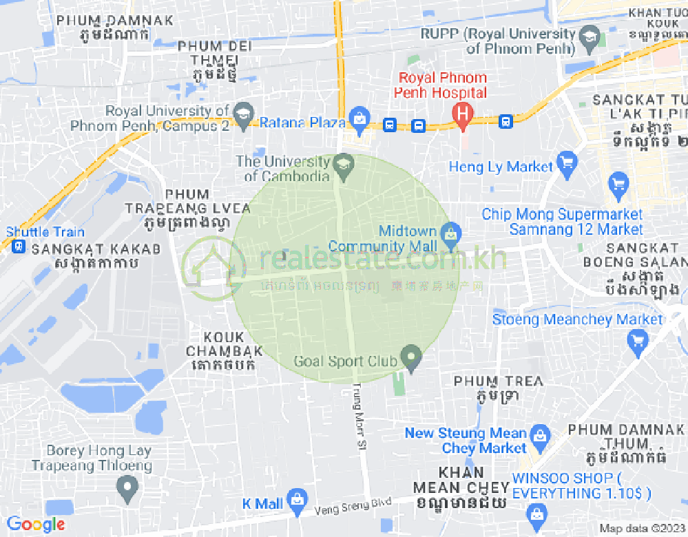 Mapa: Tuek Thla, Sen Sok, Phnom Penh