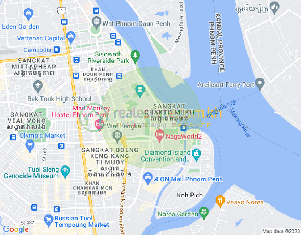 四臂湾分区, 隆边区, 金边地图