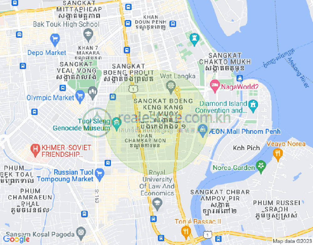 万景岗1分区（BKK1), 波哥堪, 金边地图