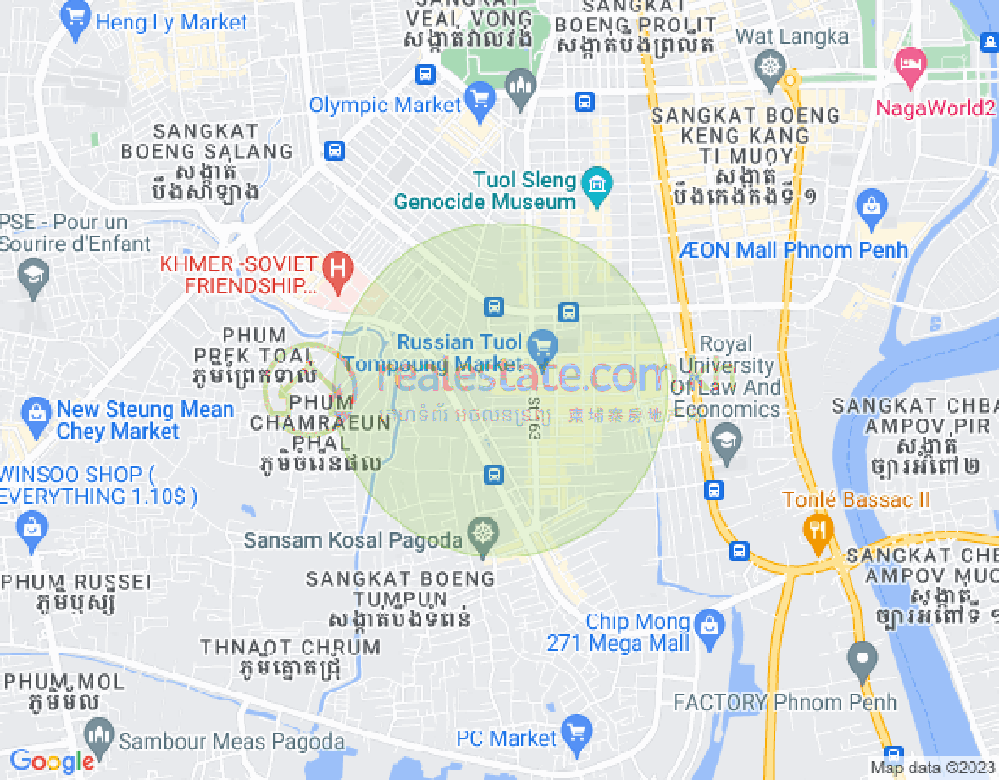 Map of Toul Tum Poung 1, Chamkarmon, Phnom Penh