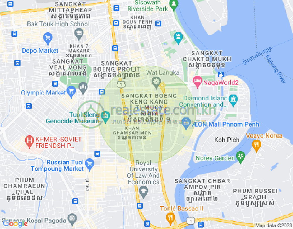 만경강1부구(BKK1), 벙껭깡, 프놈펜 지도