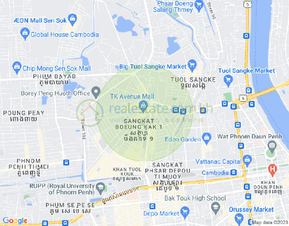 ブン・カック1, トゥールコーク, プノンペンの地図