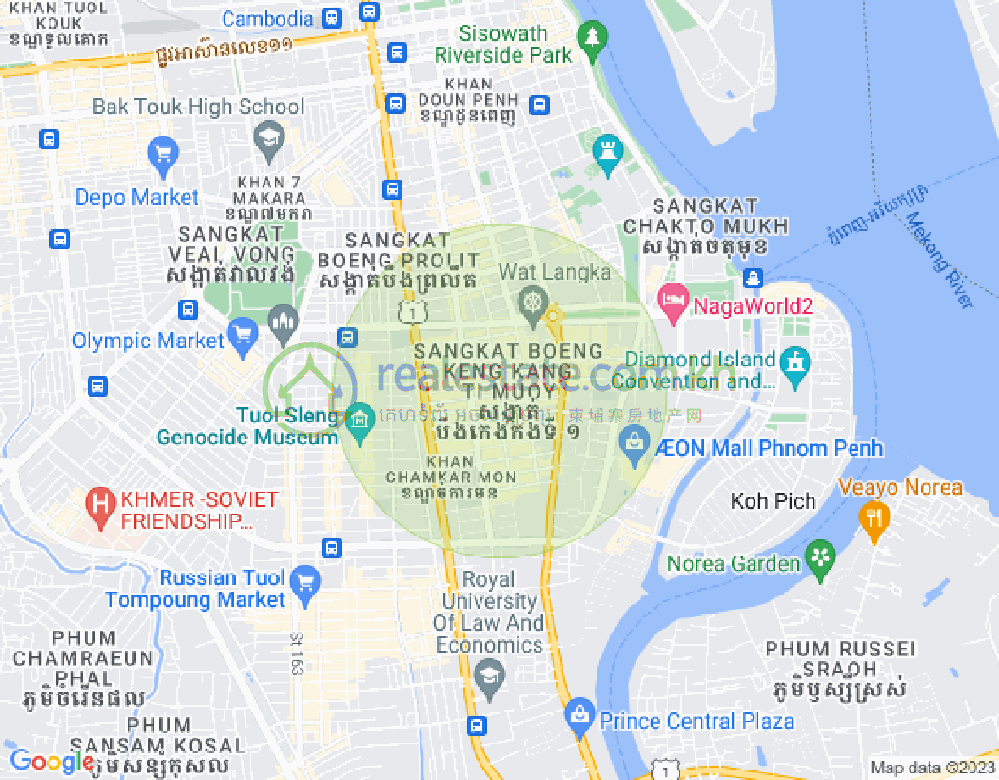 万景岗1分区（BKK1), 波哥堪, 金边地图