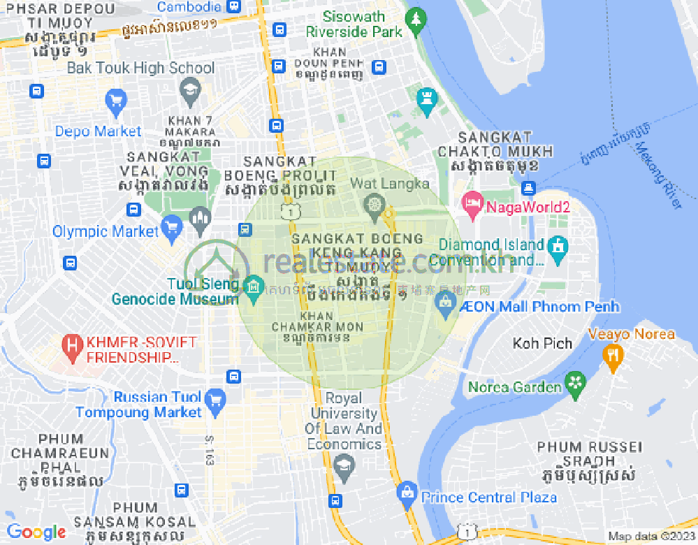 万景岗1分区（BKK1), 波哥堪, 金边地图