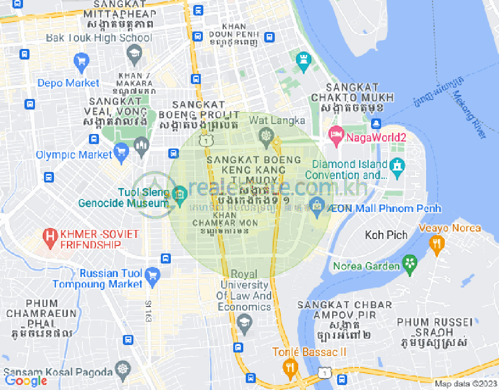 万景岗1分区（BKK1), 波哥堪, 金边地图