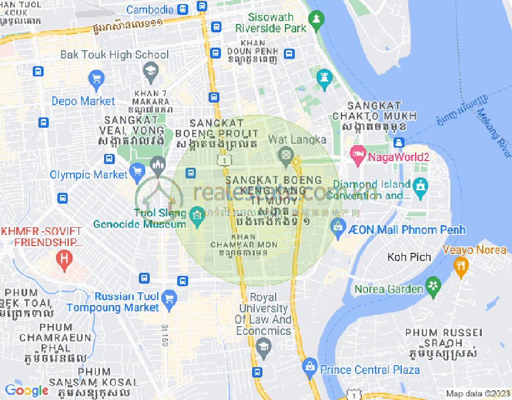 万景岗1分区（BKK1), 波哥堪, 金边地图