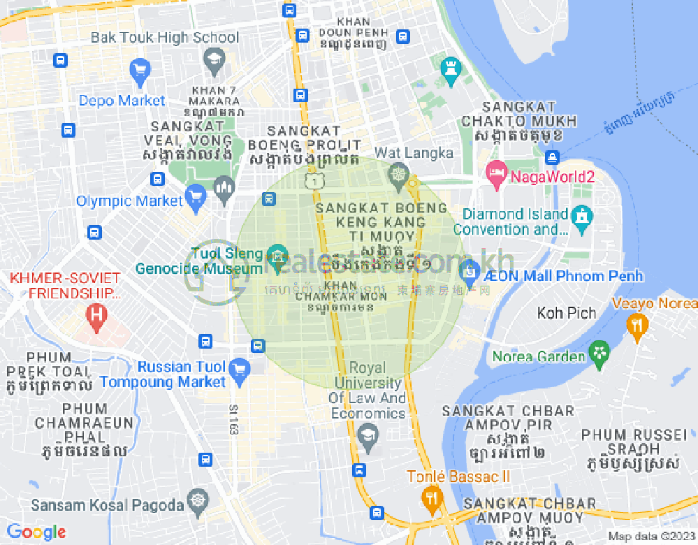 万景岗1分区（BKK1), 波哥堪, 金边地图