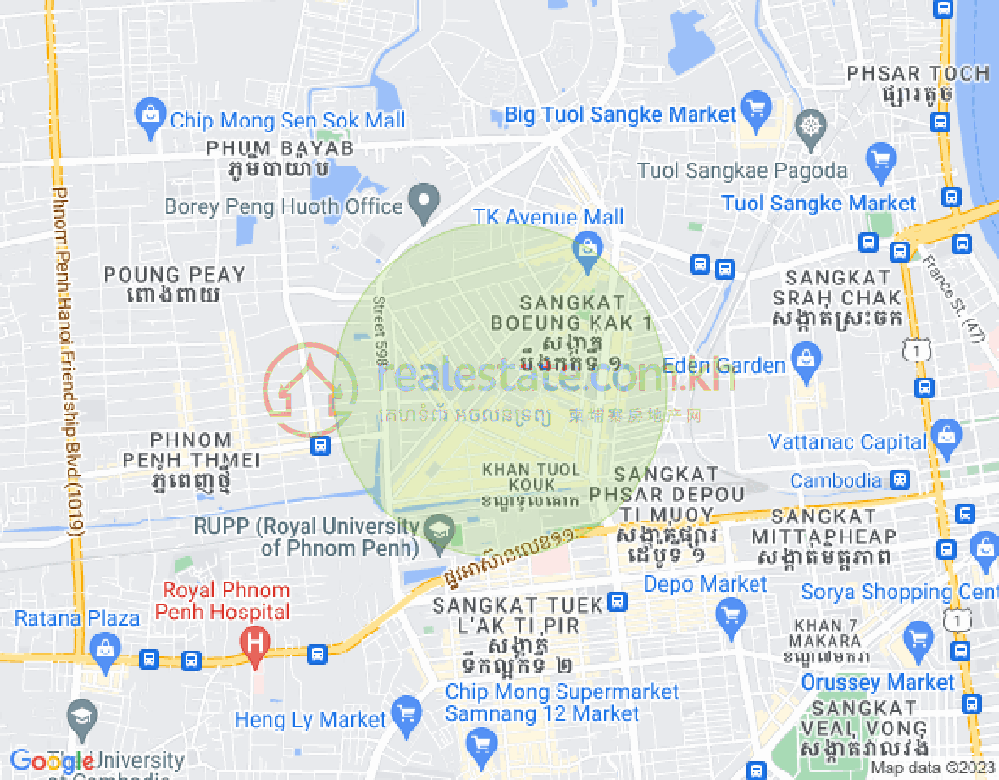 แผนที่ บึงกัก 1, ตuolโกก, พนมเปญ