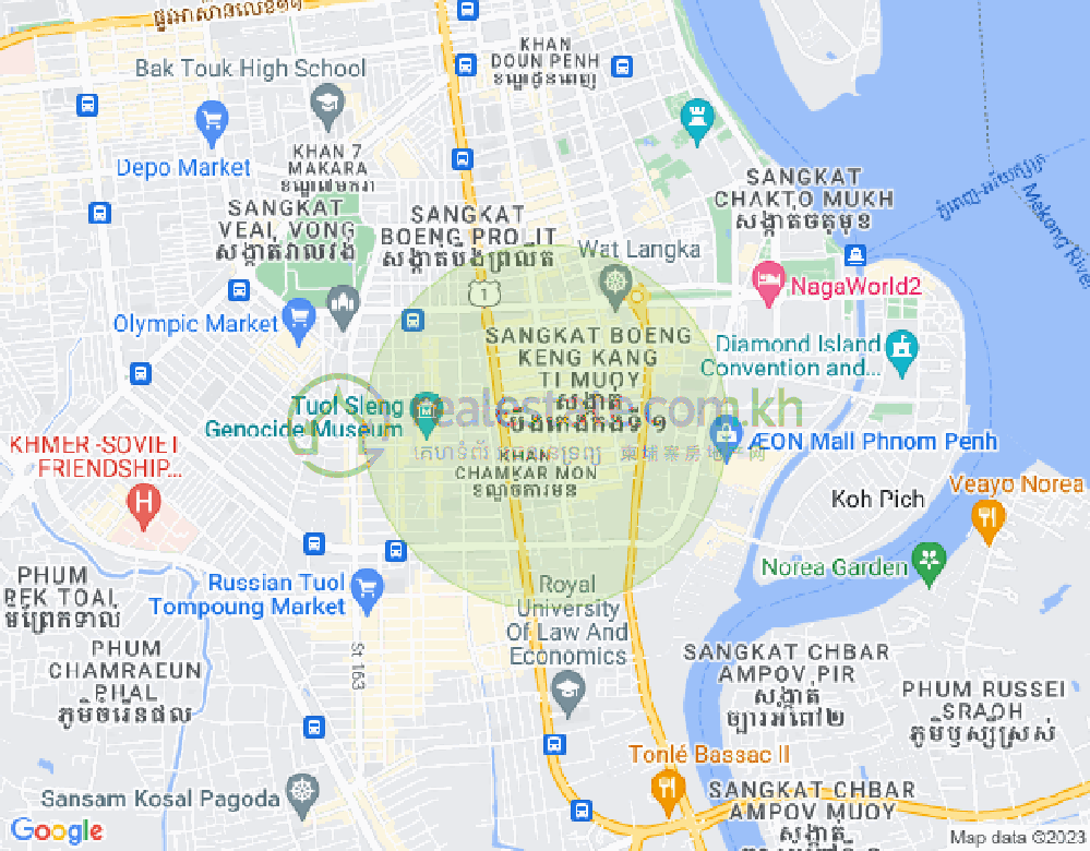 万景岗1分区（BKK1), 波哥堪, 金边地图