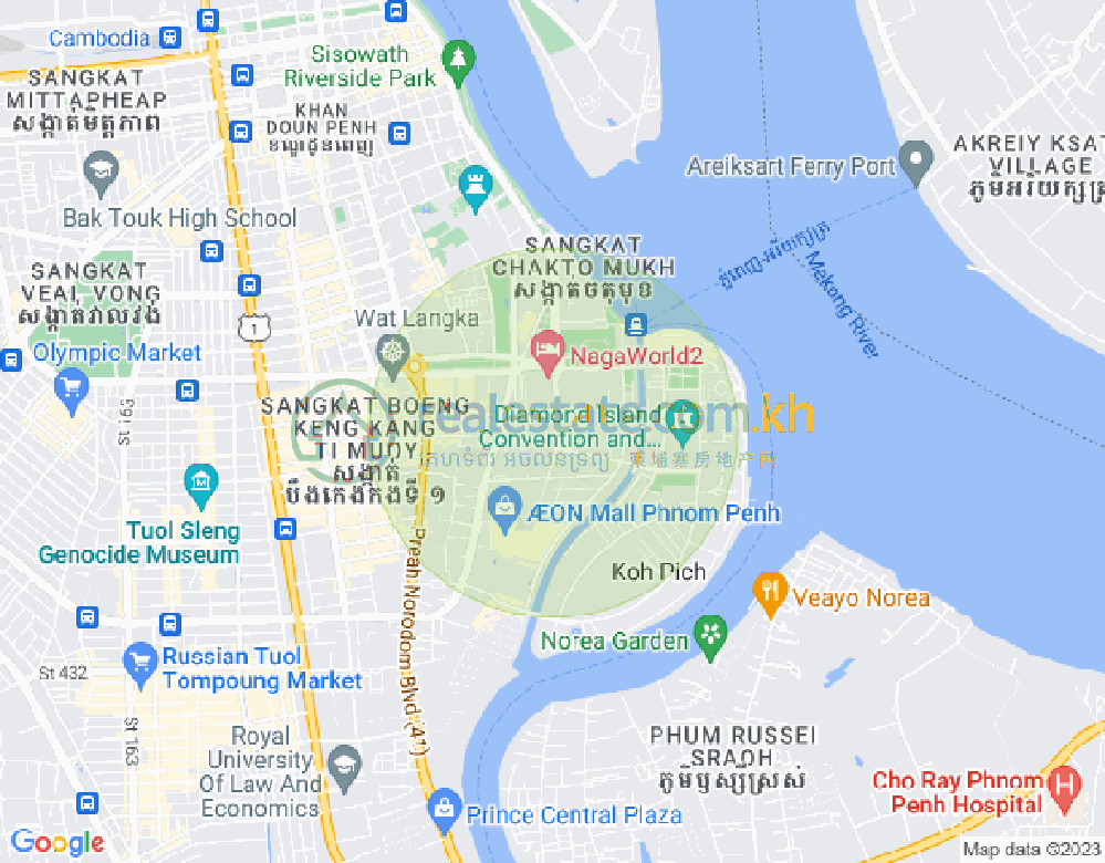 トンレバサック, チャムカモン, プノンペンの地図