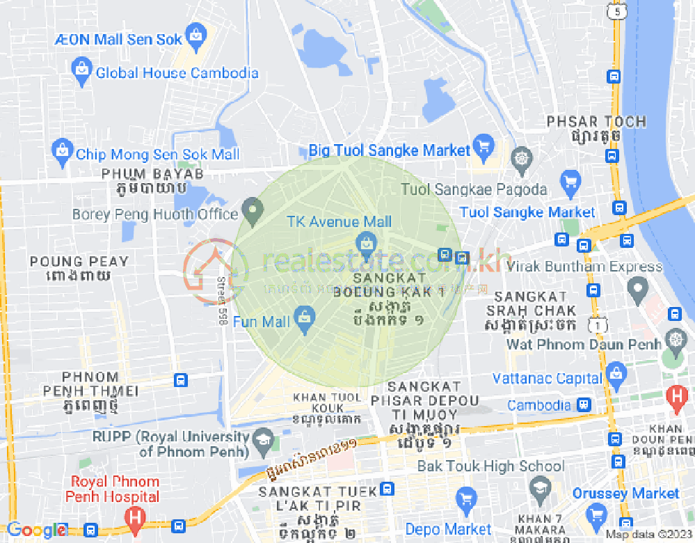 万谷湖1分区, 堆谷区, 金边地图