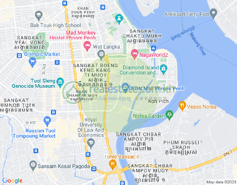 トンレバサック, チャムカモン, プノンペンの地図