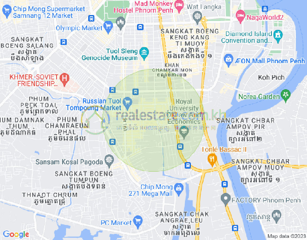 Map of Toul Tum Poung 1, Chamkarmon, Phnom Penh