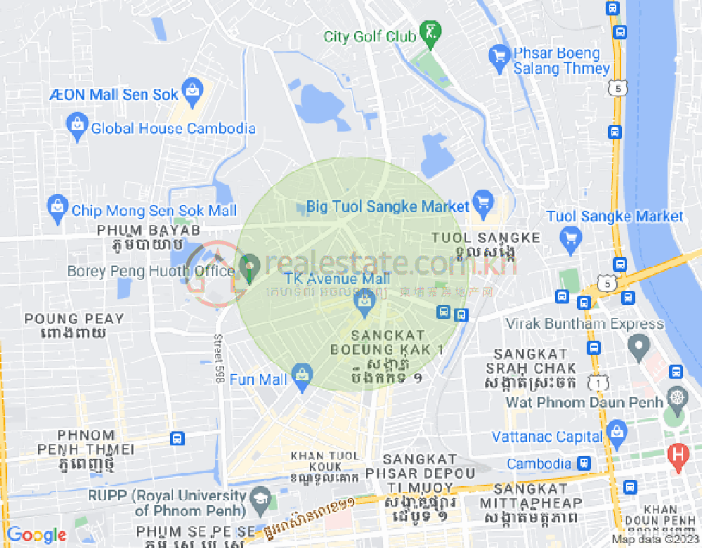 ブン・カック1, トゥールコーク, プノンペンの地図