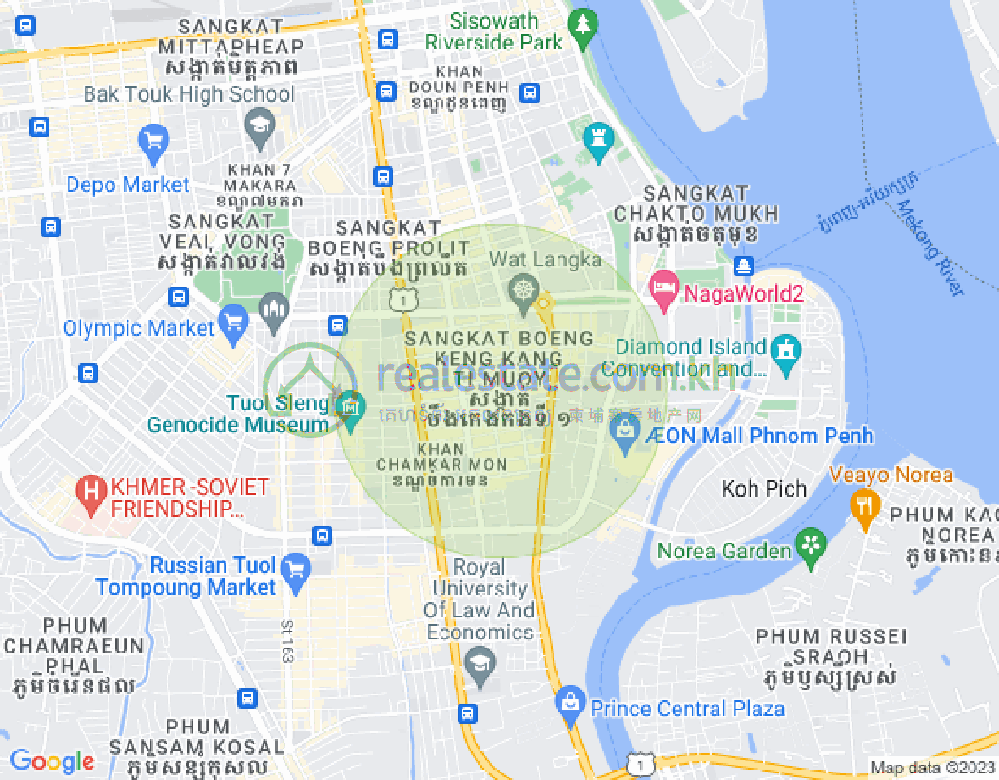 万景岗1分区（BKK1), 波哥堪, 金边地图