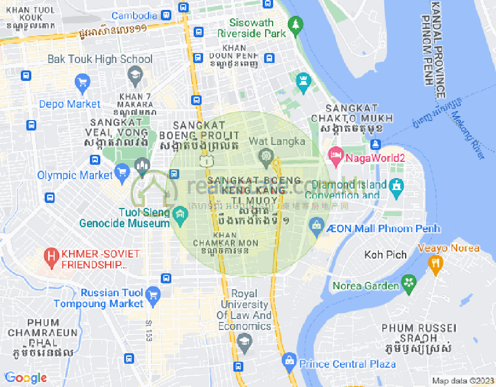 万景岗1分区（BKK1), 波哥堪, 金边地图