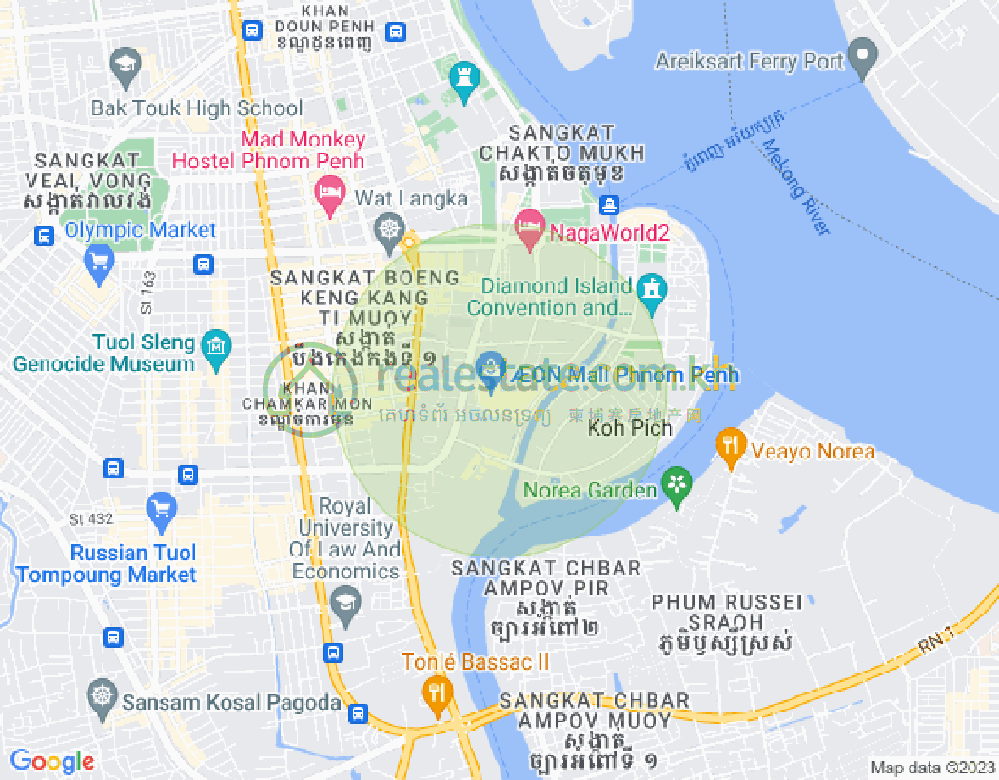 トンレバサック, チャムカモン, プノンペンの地図