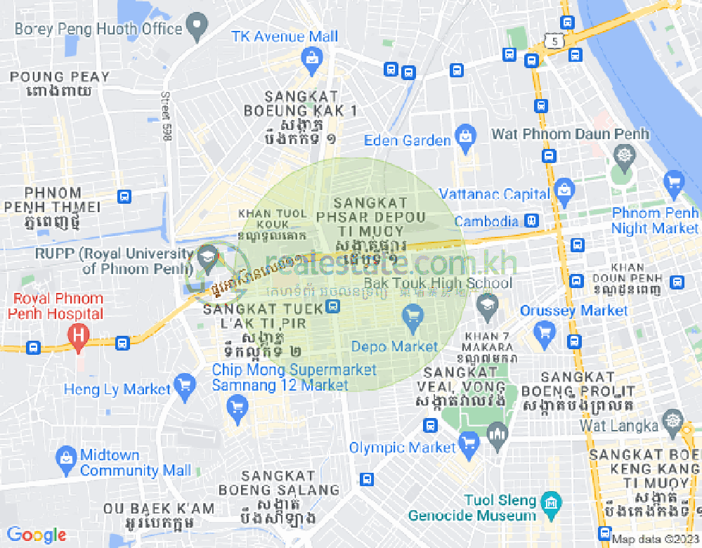 Map of Phsar Depou I, Toul Kork, Phnom Penh