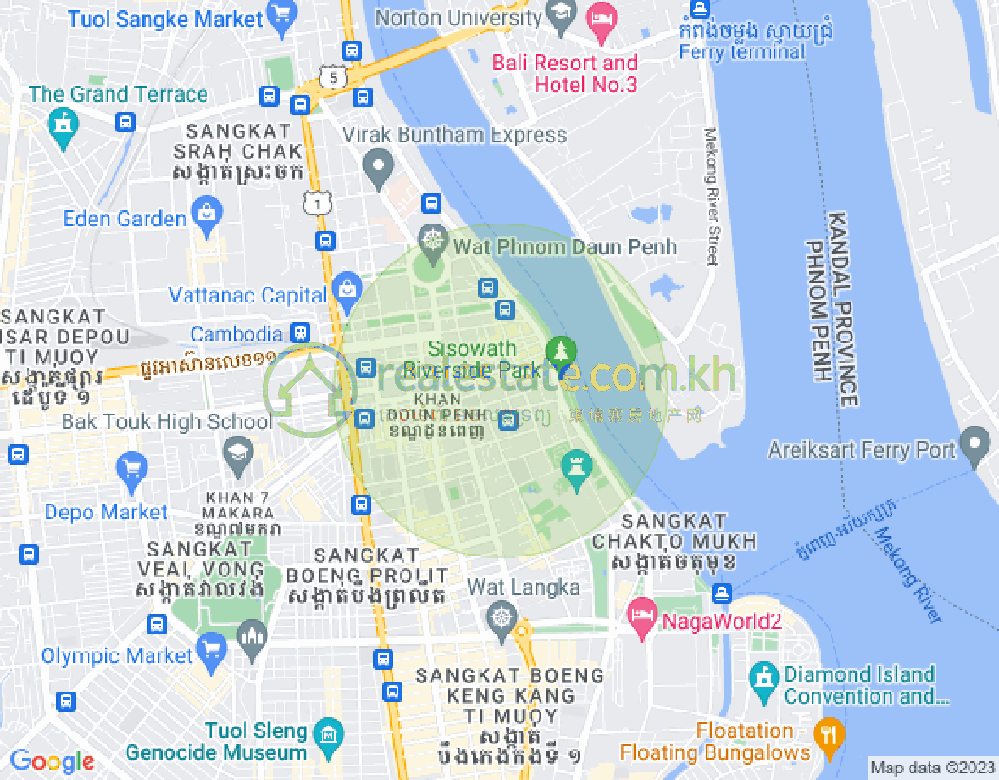 Mapa: Phsar Kandal II, Daun Penh, Phnom Penh