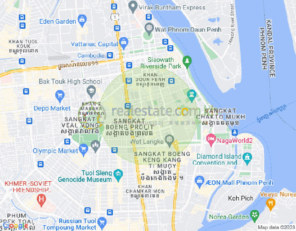 Map of Boeng Reang, Daun Penh, Phnom Penh
