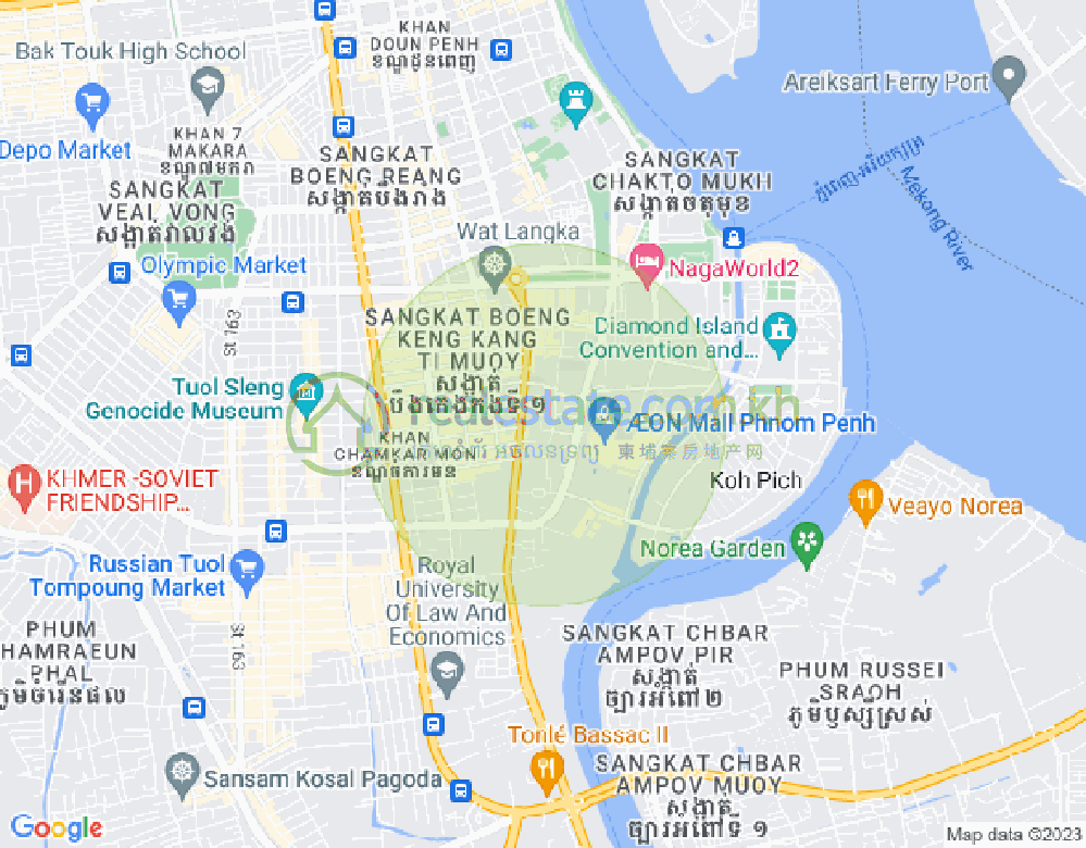 トンレバサック, チャムカモン, プノンペンの地図