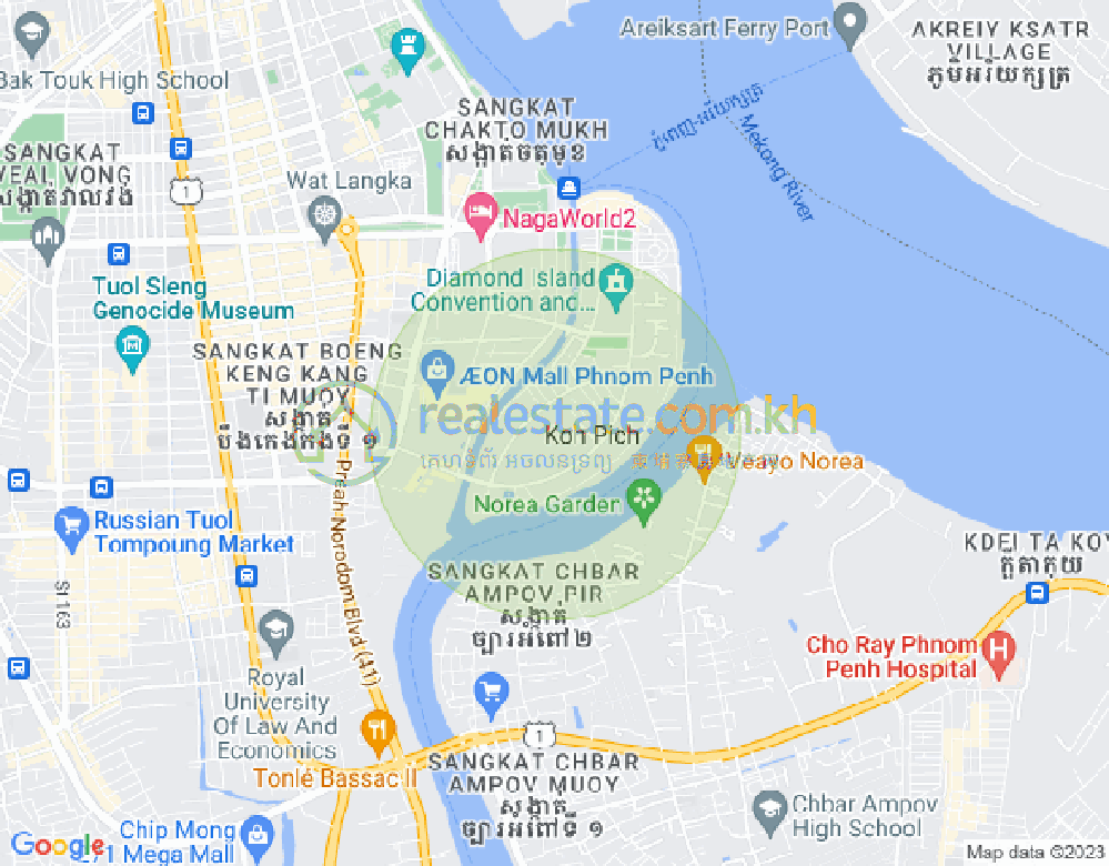 Mapa: Tonle Bassac, Chamkarmon, Phnom Penh