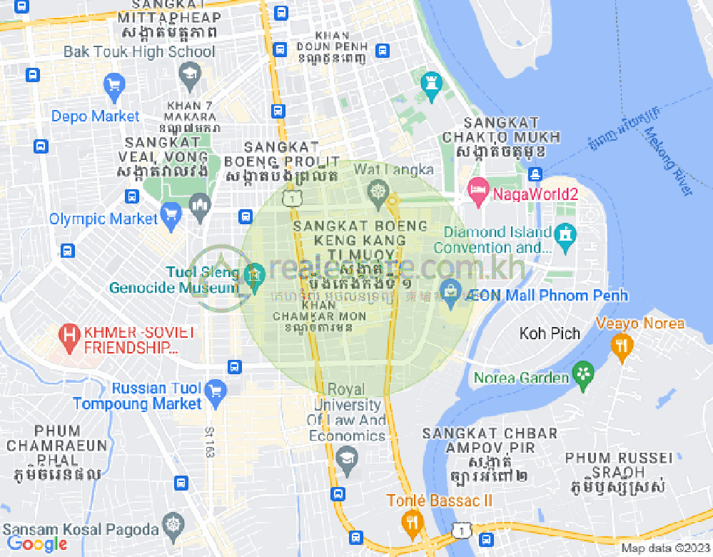 万景岗1分区（BKK1), 波哥堪, 金边地图