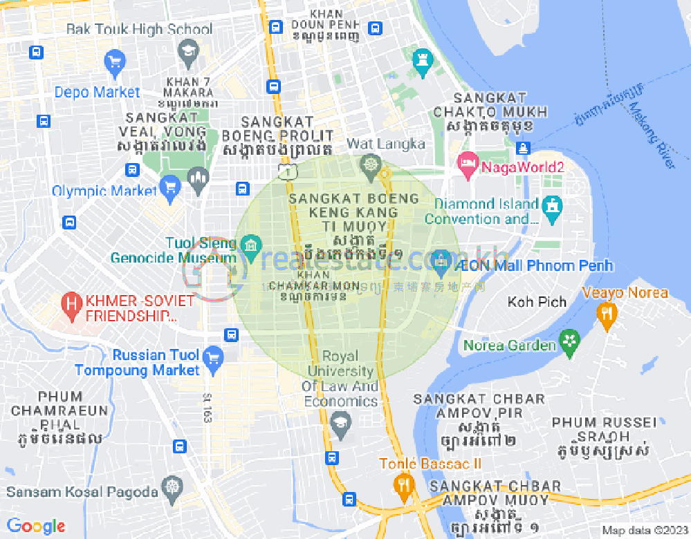 万景岗1分区（BKK1), 波哥堪, 金边地图