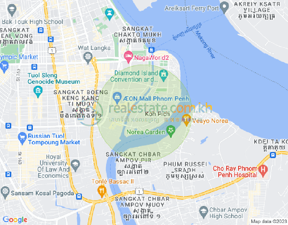 Carte de Tonle Bassac, Chamkarmon, Phnom Penh