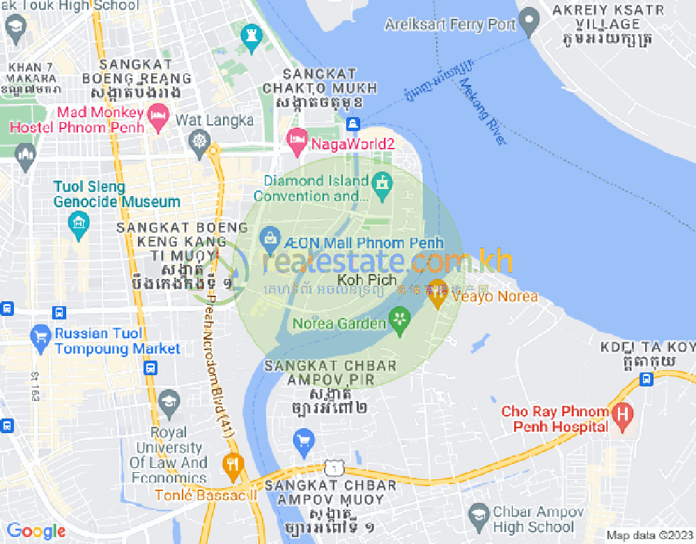 Map of Tonle Bassac, Chamkarmon, Phnom Penh
