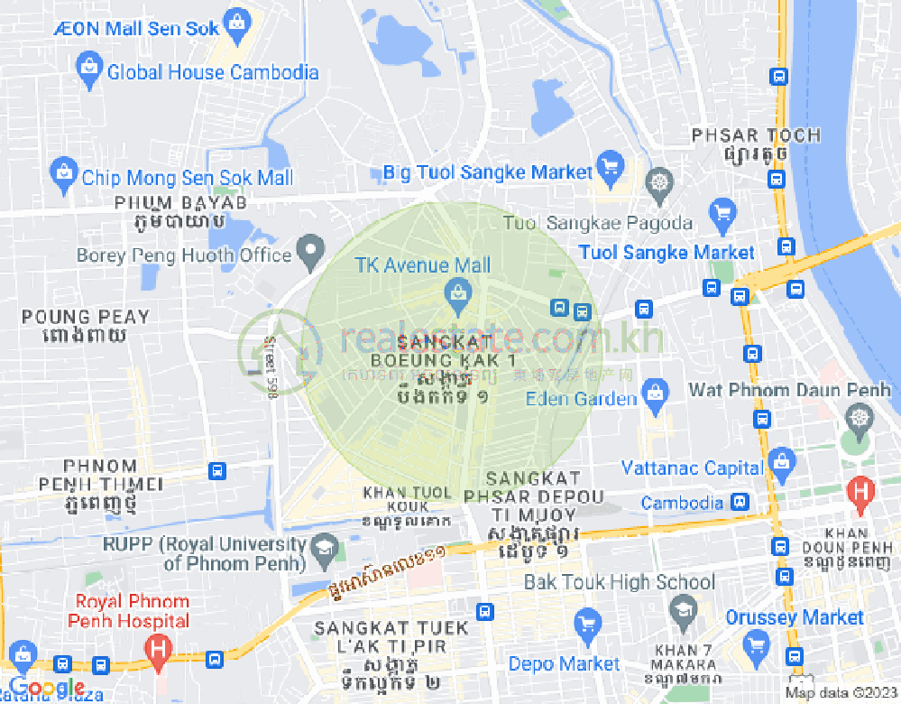 Carte de Boeung Kak 1, Toul Kork, Phnom Penh
